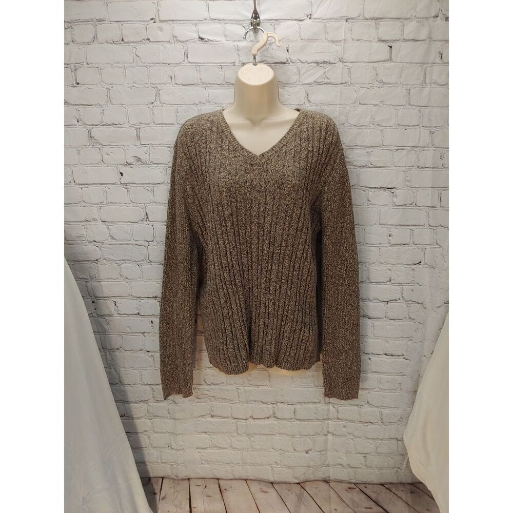 Karen Scott Women's Size (No Tag) Oatmeal/Brown Cable Knit Pullover Sweater